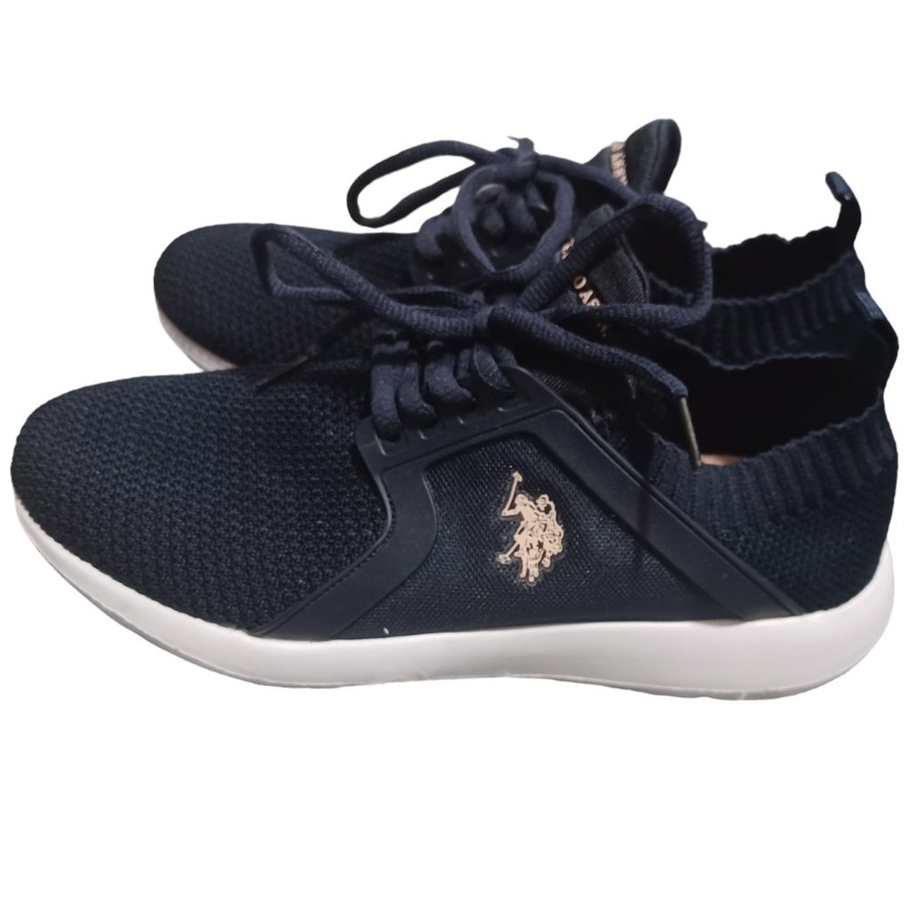 EUC US Polo Assn Navy Blue and White Active Athletic Sneakers Size 7